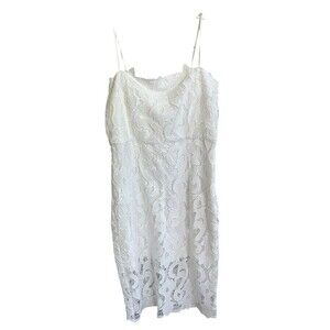 Bardot Dress Womens White Lace Floral Bodycon Spaghetti Strap Knee Size XL